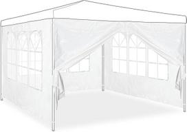 "Relaxdays" pavėsinės šoninės sienos, 4 vnt., 2 x 3 m, šoninės plokštės su langu ir užtrauktuku, atsparios vandeniui, PVC ir PE, baltos spalvos
