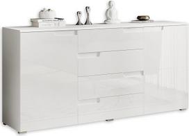 "Stella Trading Spice Sideboard", blizgios baltos spalvos, - moderni komoda su daugybe stalčių, skirta jūsų gyvenamajai erdvei - 165 x 80 x 40 cm (plotis x aukštis x gylis)
