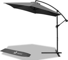 "VOUNOT" 300 cm ilgio konsolinis skėtis, skėtis su alkūniniu mechanizmu ir apsauginiu gaubtu, apsauga nuo saulės ir UV spindulių, įvairių spalvų - pilka