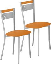 ASTIMESA SCCABNA Altura de asiento 2 virtuvės kėdės Metalinės dirbtinės odos aliuminio oranžinės 45 cm