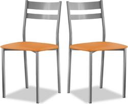 ASTIMESA SCFRNA Dvi virtuvės kėdės, metalinės, dirbtinės odos, aliuminio, oranžinės spalvos, aukštis 45 cm