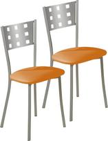 ASTIMESA SCMCNA Altura de asiento 2 virtuvės kėdės Metalinės aliuminio dirbtinės odos oranžinės spalvos 45 cm