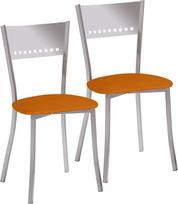 ASTIMESA SCOBNA Dvi virtuvės kėdės Metalinės aliuminio dirbtinės odos oranžinės spalvos Altura de asiento 45 cms