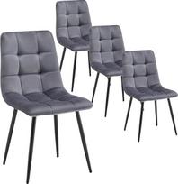 DEULINE Milano 521252 Valgomojo kėdės Velvet Cover Minkštos valgomojo kėdės, 4 vnt., pilkos spalvos