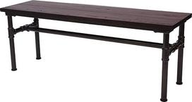 Mendler HWC-H10b Valgomojo kambario suolas taburetė Elm Wood Industrial Design 120 x 35 cm MVG sertifikuota juoda/ruda