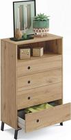 MUEBLES PITARCH Camila komoda, medžio kompozitas, ąžuolas, auksinė, pagalbinė