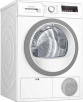 "Bosch" 4 serijos WTH85VWIN šilumos siurblio džiovyklė 8 kg skalbinių, A++, 236 kWh per metus, "AutoDry", antivibracinė konstrukcija, jautri džiovinimo sistema, aplinkai nekenksmingas aušinimo skystis, balta