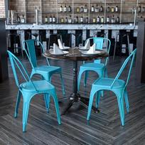 "Flash Furniture" baldų rinkinys, 4 sukraunamos metalinės kėdės, skirtos naudoti patalpose ir lauke, Crystal Teal, 4 vnt.