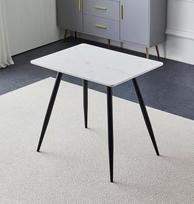 "Hallowood Furniture Cullompton" mažas valgomojo stalas, stačiakampis virtuvės stalas, baltas marmuro efekto valgomojo stalas, juodos metalinės kojos, valgomojo stalai namams ir kavinėms (80x60 cm)
