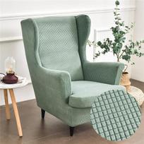 "Highdi" 2 dalių "Wing Chair" dangtelis, fotelio užvalkalai, "Wing Chair", paprastas žakardinis storas apsauginis dangtelis, fotelio dangtelis, "Strandmon Tiger Chair" dangtelis su porankiu, aukštas atlošas (Matcha Green)
