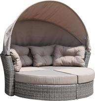 "Marbella Island Recliner" aliuminio ir pusapskritimio tinklelio pilkos spalvos dvispalvis paminkštinimas Taupe spalvos