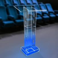 "XUEMANSHOP" akrilo podiumo stovas, 43,3 colių akrilo podiumo stovas su LED šviesa, skaitymo platforma, skaidrus sakyklos krikščioniškas klausyklos nešiojamas podiumas bažnyčioms, klasėms