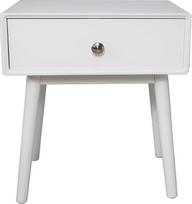 ASPECT "Niva" naktinis staliukas su 1 stalčiumi, medinis, baltas, 40 (plotis) x 30 (gylis) x 48 (aukštis) cm