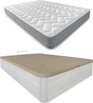 DUÉRMETE ONLINE Atminties putų čiužinys + Box Spring lova Didelė talpa Fleece 150 x 190 cm Poliuretano mediena PU 150 x 190 cm