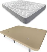 DUÉRMETE ONLINE BEIGE PILNA LOVA su apverčiamu "Viscotec" čiužiniu + sustiprintas paminkštintas pagrindas 6 kojos Medinės 150 x 190 cm