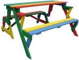 Habau 687 Kinder-Picknickbank, Mehrfarbig, 100 x 99 x 58 cm