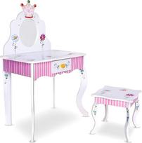 habeig #988 Tualetinis staliukas Vaikų tualetinis staliukas Princess Pink White Stool Desk