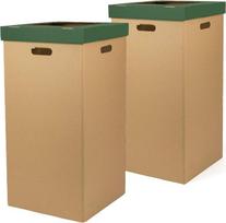 KARTOX ONLY BOXES 2 kartoninių šiukšliadėžių su dangčiu pakuotė, žalia, matmenys 37 x 36 x 70 cm (D x Š x V) Perdirbtų atliekų šiukšliadėžė