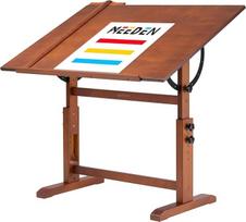 MEEDEN itin didelis medinis piešimo stalas, 107 x 76 cm, meninio piešimo stalas, reguliuojamo aukščio amatų stalas, studijinis piešimo stalas, skirtas rašyti, skaityti, graikinis riešutas