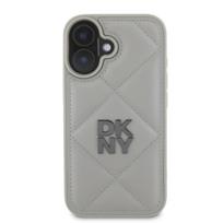 DKNY PU Leather Quilted Stack Logo Apple iPhone 16 Plus dėklas telefonui pilkos spalvos