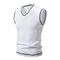 2024 Spring Autumn Men Uniform Vest Fashion V Neck Pullover Boys British Student Sleeveless Waistcoat Male Tank Tops Sweaters M balta