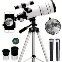 Afterwave Profesionalus astronominis teleskopas - 75x didinimas, 70 mm objektyvas žvaigždžių stebėjimui, Mėnulio stebėjimui ir tolimų kraštovaizdžių stebėjimui Standard Flagship Version