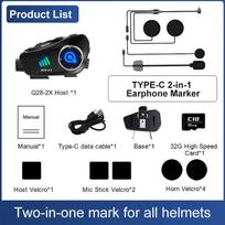 Q28-2x motociklo šalmas domofono ausinės DVR 1080P HD belaidė kamera Super plataus kampo objektyvas IP66 vandeniui atsparus WiFi vaizdo įrašymo įrenginys mėlyna