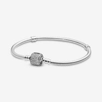 Pandora 590723-17 Sterlingų Sidabro Signature Užsegimo Apyrankė
