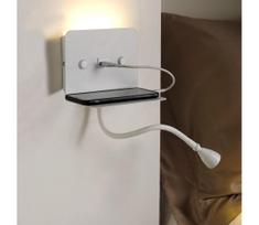 ONLI - LED Lanksti maža lempa su lentyna ir USB įkrovimas PLAK LED/1W/230V balta