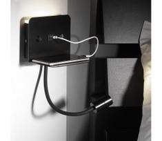 ONLI - LED Lanksti maža lempa su lentyna ir USB įkrovimas PLAK LED/1W/230V juoda