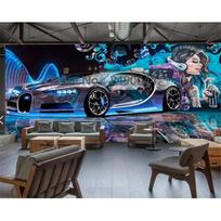 3D tapetai Gatvės grafiti freska Sportinio automobilio dekoracija Televizoriaus 3D svetainės foninė sieninė tapeta 200 cm(W) x 140 cm(H)