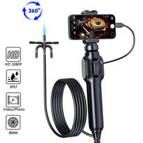 Šarnyrinis borescope 1080P 360° vairavimo endoskopas su šarnyriniu automobilių tikrinimo kamera su 8 LED lemputėmis, skirta Android / IOS juoda