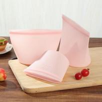 1 vnt. be BPA silikoniniai maisto laikymo maišeliai - Daugkartiniai maisto ruošimo indai 500ml rožinė