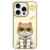 Nimmy iPhone 15 Pro 6.1" khaki Cat Cool AND Cute 2.0 case