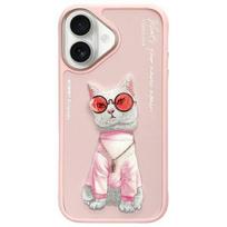 Nimmy iPhone 16 6.1" case in pink/pink. Cool Cat glasses