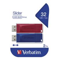 USB laikmena Atmintukas Verbatim USB, USB 2.0, 32GB, Slider, 2 vnt.
