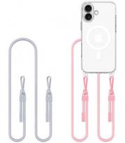 Skaidrus dėklas su dirželiu (Pilkas + rožinis) Apple iPhone 16 telefonui "Tech-Protect Flexair Chain Magsafe"