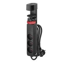 Prailginimo laidas su tvirtinimu prie stalo 3Z + 3xUSB 1,5m juodas