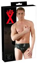 Latex vyriški apatiniai su vidiniu peniu ir analiniu dildo (juodi) - XL
