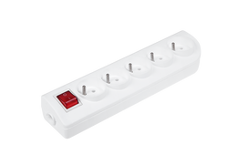 Prailginimo laido lizdas x 5 su įžeminimu ir jungikliu, baltas GN-50W