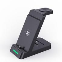 Belaidis įkroviklis 3 viename, skirtas iPhone 14 13 12 11 15 W greito įkrovimo doko stotis Apple Watch 8 7 6 5 Airpods Pro įkroviklių stovas standard juoda