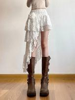 Nereguliari nėriniuota suknelė moterims Slim Fit Elegantiška balta torto suknelė Aukštas juosmuo Y2k drabužiai Vintage stilius Vasara one size balta