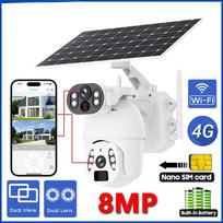 4K 4G belaidė kamera 8MP WiFi dvigubo objektyvo priartinimas su saulės baterija Žmogaus/gyvūno aptikimas PTZ saugos kamera Only WiFi Camera