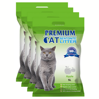Premium Cat Clumping Bentonite kraikas - obuolys katėms 4x5L