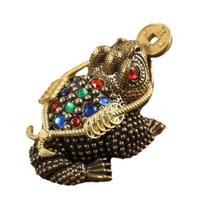 Žalvarinė Rupūžės Figūrėlė Vintažinis 3 kojų Auksinės Rupūžės Modelis Mini Cirkonio Varlė Metalo Statulėlė Gyvūno Skulptūra Feng Shui Darbalaukio Dekoracija Ornamentas S