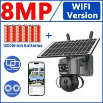 4G saulės kameros SIM kortelės apsauga lauko dvigubo objektyvo / dvigubo vaizdo kamera 4K 8MP IP belaidė PTZ naktinio matymo stebėjimo CCTV kamera kupranugaris