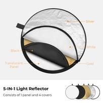 K&F Concept K&F 56cm round reflector Light diffuser 5 in 1 foldable multi-disc with tote bag