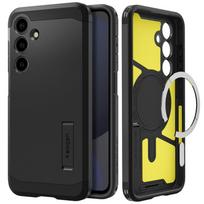 Juodos spalvos dviejų sluoksniu dėklas/stovas "Spigen Tough Armor Mag Magsafe" telefonui Samsung Galaxy S24 FE