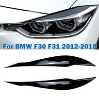 2 vnt. blizgios juodos spalvos priekinių žibintų antakių dangteliai BMW 3 serijos F30 F31 2012-2018