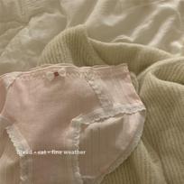 Girl Like Small Floral Pure Cotton Underwear Women's Breathable Lace Triangle Panties one size rožinė